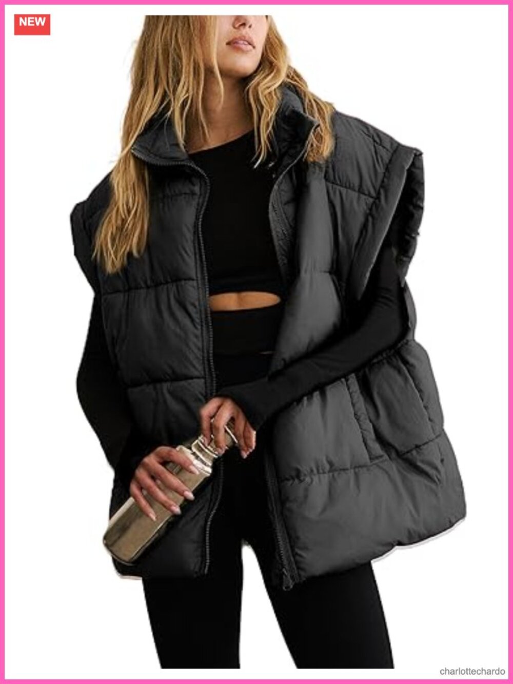 Puffer Vest Women Oversized Sleeveless Quilted Jacket